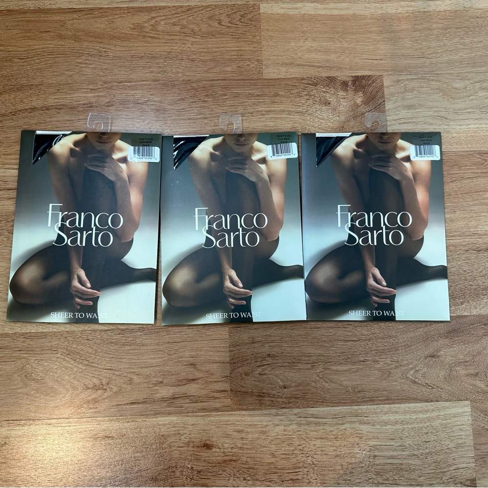 Franco Sarto New Black Sheer to Waist Black Tights Lot of 3 Sealed Packs Size B